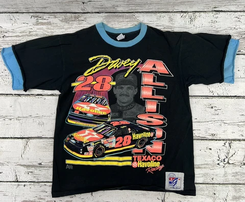 VTG 1993 The Game Davey Allison #28 Texaco Havoline Racing T-Shirt - Made In USA Cover