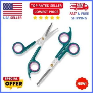 Easy-to-Use Pet Grooming Scissors Set Sharp Stainless Steel w/ Safety Round Tip - Picture 1 of 7