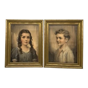 VTG Charles Bosseron Chambers CYNTHIA & RICHARD Gold Wood Framed Prints New York - Picture 1 of 9