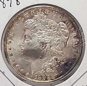 1898 O Morgan Silver Dollar Coin AU - UNC Toned JRT 2 - Picture 1 of 10