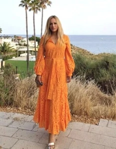 Zara New Woman Maxikleid Orange Stickerei Größe XS - Bild 1 von 8
