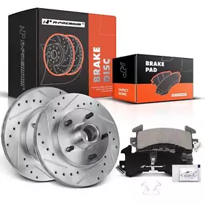 Drilled Brake Rotors & Brake Pads Front for Chevrolet S10 Malibu Camaro GMC Olds - Foto 1 di 8