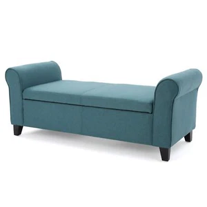 Christopher Knight Home Hayes Armed Fabric Storage Bench Dark Teal - Picture 1 of 5