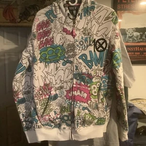 10 Deep Zip Up All Over Hoodie Sweatshirt Size Xl “crack” Vintage Rare Color way - Bild 1 von 3