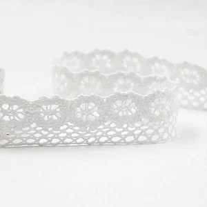 COTTON CROCHET LACE TRIM WHITE VINTAGE 25mm WEDDING Narrow Edging Sunflower Trim - Picture 1 of 3