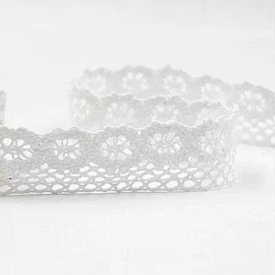 COTTON CROCHET LACE TRIM WHITE VINTAGE 25mm WEDDING Narrow Edging Sunflower Trim - Image 1 of 2