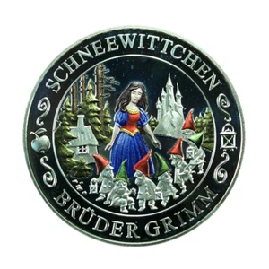 Medaglia Germania Biancaneve Argento 36mm Grimm Fratelli Fiabe 04568 - Foto 1 di 3