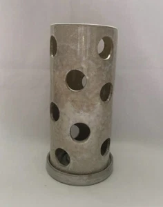 NEW CREAM BEIGE CERAMIC TALL ROUND TEALIGHT HOLDER - Picture 1 of 7