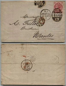 INGHILTERRA - 1873 -3 pence (51 Tav11) - Lettera Liverpool x Bordeaux 24.10 - Picture 1 of 1