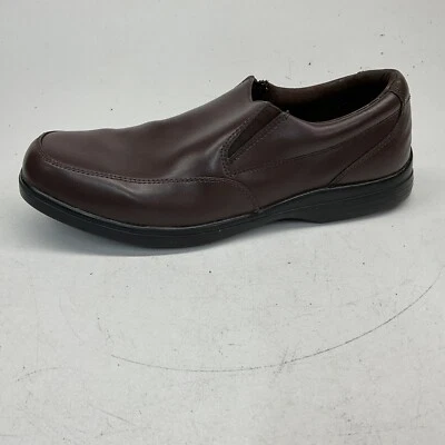 Mocasines sin cordones Hush Puppies para hombre Shane de cuero marrón acolchados talla 7 W Foto 1 de 4