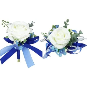 Wrist Corsage and Boutonniere Set for Groom Bride Groomsmen Bridesmaids Weddi... - Picture 1 of 7