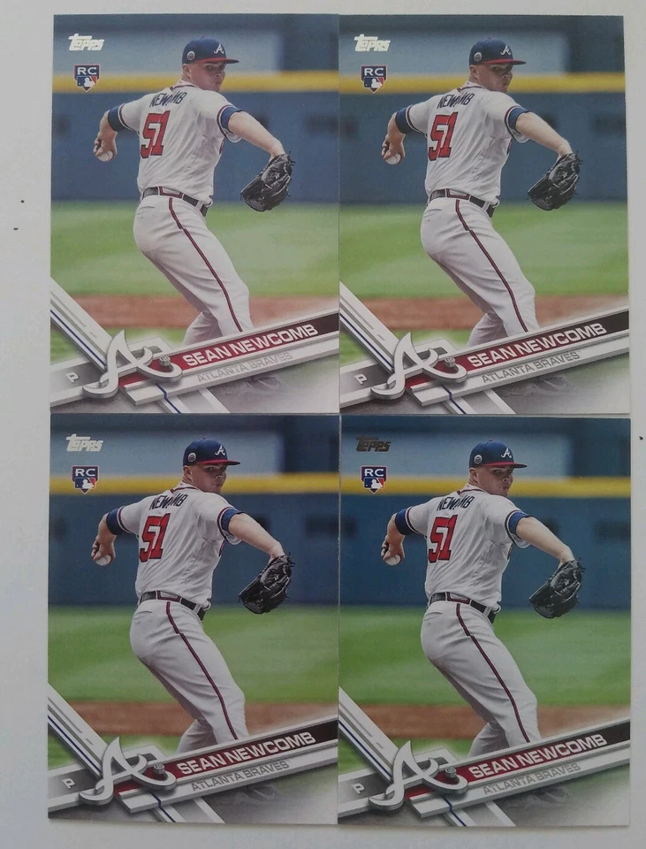2017 TOPPS UPDATE SERIES LOT OF 4 CARDS RC #US162 SEAN NEWCOMB ATLANTA BRAVES  - Image 1 of 1