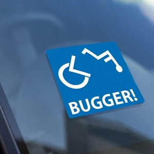 FUNNY CAR STICKERS DISABLED BUGGER Waterproof CAR DECALS CAR WINDOW STICKER - 1x - Picture 1 of 1