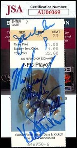 Jim McMahon Jim Singletary Fuller JSA 1987 NFL Playoff Ticket Bears Signed By 5 - Picture 1 of 1