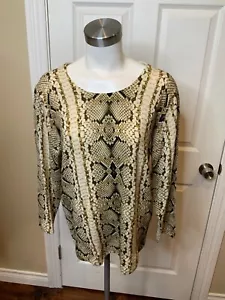 J.Crew Brown Tan Merino Wool Python Print Sweater, Size XL - Picture 1 of 5