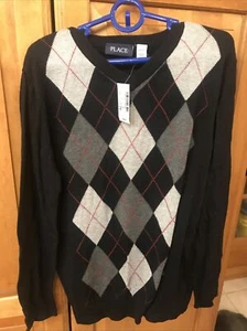 Gymboree Boy Size L 10-12 Argyle Winter Christmas Sweater HTF NWT New With Tags - Picture 1 of 4