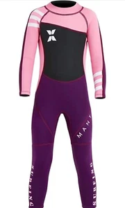 L--MANTA kids pink purple long sleeve neoprene swim surfing wetsuit rash guard - Picture 1 of 7