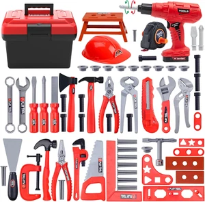 Kids 68-Piece Toddler Tool Set with Tool Box & Electric Toy Drill - Pretend Play - Picture 1 of 12