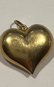 14k YELLOW GOLD CHARM PUFFED HEART PENDANT BRACELET NECKLACE jewelry 1.84G - Picture 1 of 3