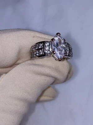 Винтажное посеребренное кольцо SETA с фианитом размер 6 со штампом  - Изображение 1 из 4