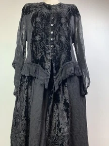 Vintage Black Fairycore Grunge Whimsigoth Renaissance Outfit Skirt Ruffle Velour - Picture 1 of 10