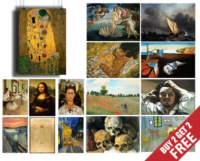 Famous Painters Classic Paintings A4 Poster Fine Art Print Home Cafe Wall Decor - Image 1 of 2