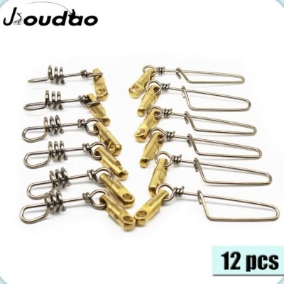 12pcs/lot Fishing Snap Swivels Stainless Steel Brass Rolling Barrel Swivel Carp  - Image 1 of 4