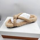 Lafayette 148 New York Honore Shearling Lined Sandals Women's 38 Oatmeal Slip-on