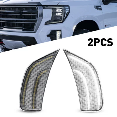 2X FOR 2021-2022 CADILLAC ESCALADE ESV LED CLEAR WHITE BUMPER SIDE MARKER LIGHTS - Image 1 of 4