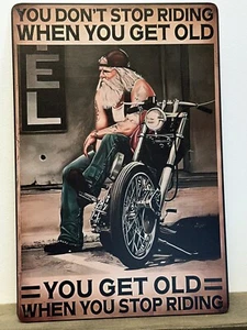 Vintage Style Old Biker MC Hells Angel Bike Rider Vatertag Garage 20x30cms - Bild 1 von 1