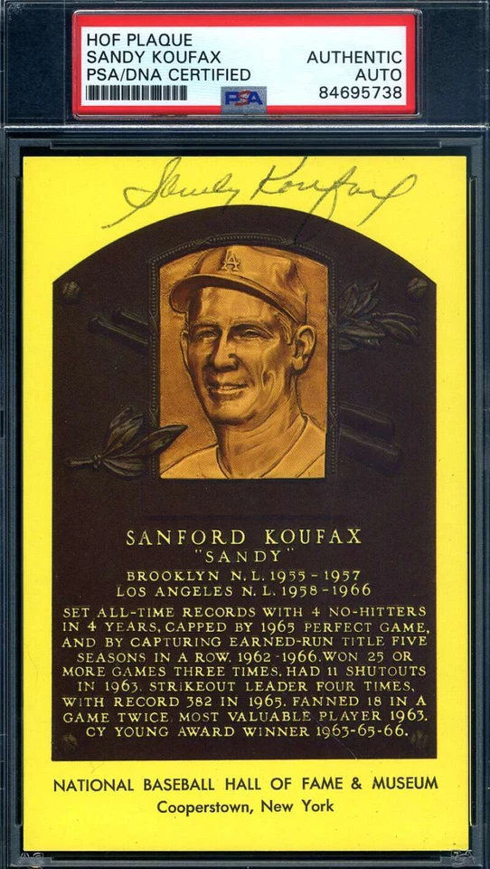 Sandy Koufax PSA DNA Signed Gold Hall Of Fame Plaque Autographed - Image 1 of 1