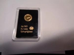 2x 1 Pfennig Münze Gold 585 je 0,28g Spiegelglanz  in Kapsel - Bild 1 von 3