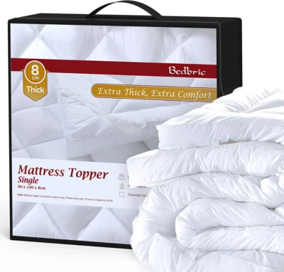 Bedbric Mattress Topper Luxury Soft Hotel Quality Microfiber All Sizes White