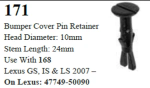 100 Pcs Bumper Cover Fastener Retainer Clips Compatible with Lexus 47749-50090 - Picture 1 of 2