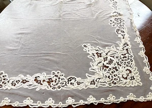 Antique Battenberg Lace Long Single Cafe Curtain Panel  YY010 - Picture 1 of 6