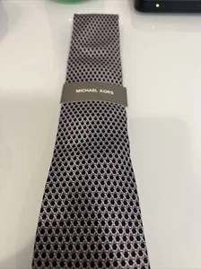 NEW MICHAEL KORS Silk Blend Tie Black, Silver, and Pink - Picture 1 of 6