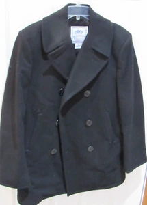 Official US NAVY Pea Coat USN Wool Jacket size men's 40 Long 40L black DSCP - Picture 1 of 6