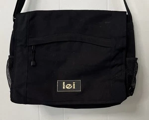 Vintage Y2K l.e.i. Butterfly Messenger Bag in Black Nylon - Picture 1 of 6