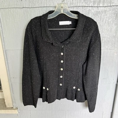 Chaqueta vintage de sauce con botones para mujer M botones negra textura moteada algodón Foto 1 de 4