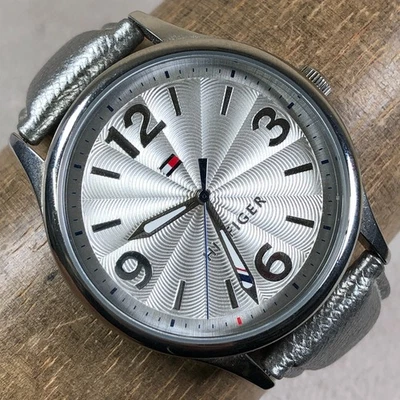 Tommy Hilfiger Women Fashion Silver Leather Quartz Analog 39mm Watch 6 1/2" - Image 1 of 4