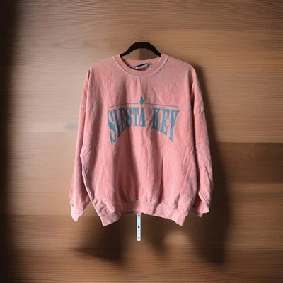 Sudadera Pullover Vintage Algodón Cuello Redondo Siesta Key Grande Naranja EE. UU. Foto 1 de 4