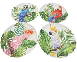 Tommy Bahama Melamine Parrot Tropical Birds 4 Dinner Plates 10.5” Set of 4 New - Picture 1 of 9