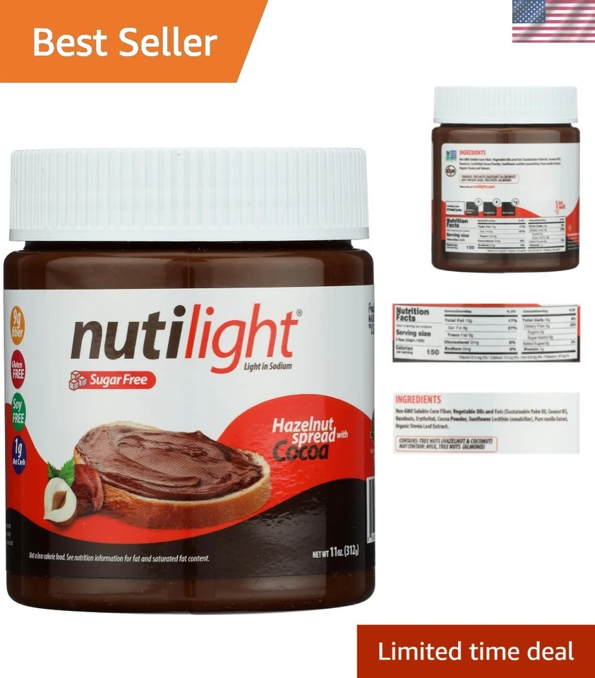 Nutilight Sugar Hazelnut Spread & Dark Chocolate 11 Oz