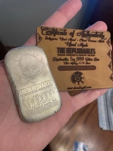 5 Oz 999 Silver The Deplorables Bar W/ Leather COA 1776 Mintage Serial #130 - Picture 1 of 7