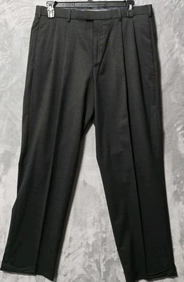 Pantalones de vestir DOCKERS pantalones negros 36x32 puños plisados mezcla de lana ajuste relajado Foto 1 de 4