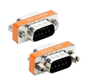 3 x DB9 9 Pin Null Modem Mini Type Low Profile Male to Male Adapter Cross RS232 - Picture 1 of 1