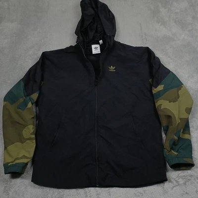 Adidas Jacket Mens Medium Black Camouflage Full Zip Hooded Activewear Casual - Image 1 of 4