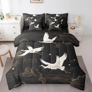 Red-Crowned Crane Comforter Set with Sheets King Size Kids Auspicious Clouds ... - Foto 1 di 7