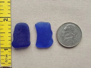 GENUINE PURE BEACH SEA GLASS SURF TUMBLED COBALT BLUE FROSTED OCEAN MEDIUM V03 - Picture 1 of 8