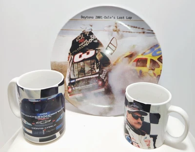 Dale Earnhardt Commemorative Plate Melamine with 2 Ceramic Mugs 3.25" & 4" - Image 1 of 4